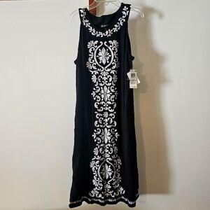 New With Tags - Black and White Embroidered Dress - INC, 1x